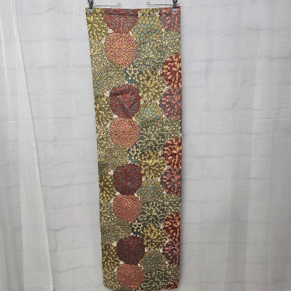 Mumford Mills Creek Valances Floral Brocade Retro Green Orange x2